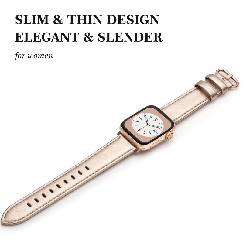 SWEES Leather Band Compatible for iWatch 38mm 40mm, Genuine Leather Replacement Strap Rose Gold Buckle Compatible iWatch Series 6 5 4 3 2 1 Sports & Edition Women And Men, Rose Gold - Image 4